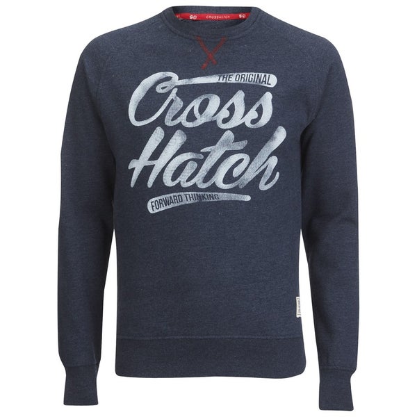 Crosshatch Men's Grabit Crew Neck Sweatshirt - Navy Marl