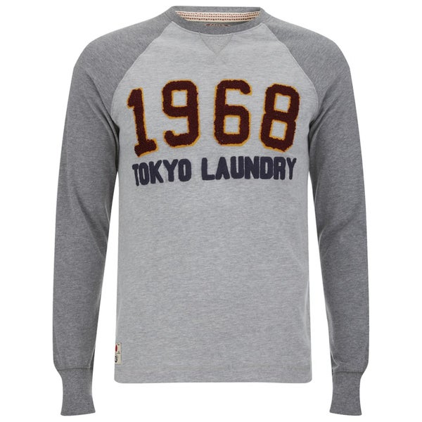 Tokyo Laundry Men's Cold River Raglan Long Sleeve Top - Light Grey Marl