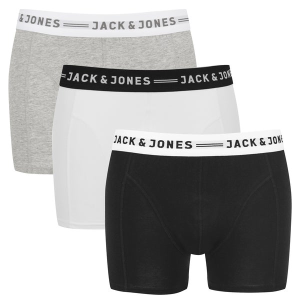 Jack & Jones Men's 3-Pack Sense Boxers - Black/White/Grey