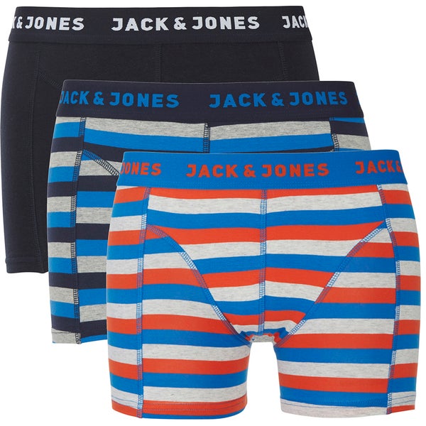 Jack & Jones Men's 3-Pack Stripe Boxers - Blue