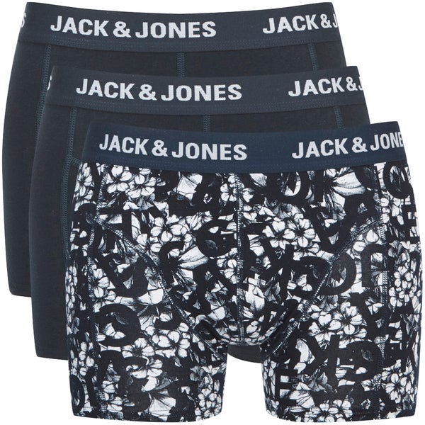 Jack & Jones Men's 3-Pack Trop Type Boxers - Navy Blazer/Black Navy