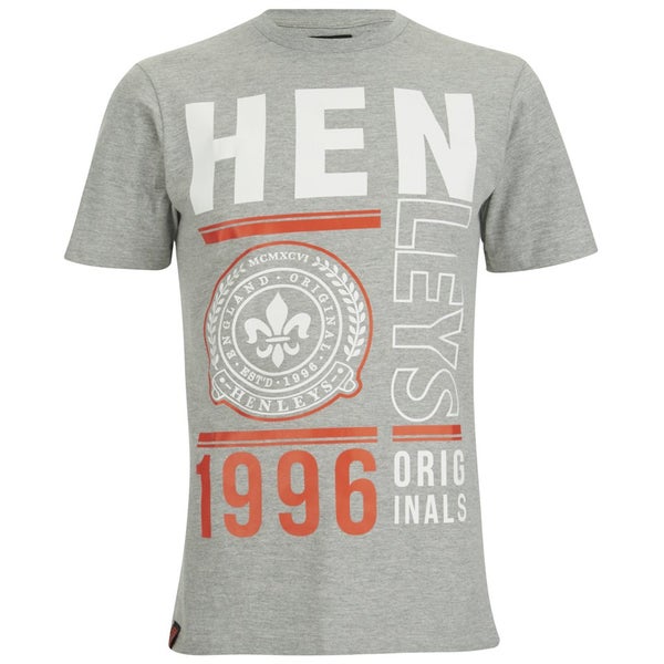 Henleys Men's Block Print T-Shirt - Athletic Grey Marl