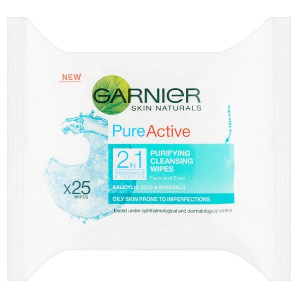 Garnier Pure Active salviette detergenti 2-in-1 (25 salviette)