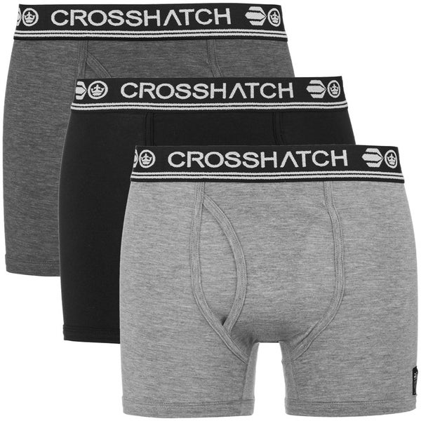 Crosshatch Men's Requisite 3 Pack Boxers - Black/Charcoal