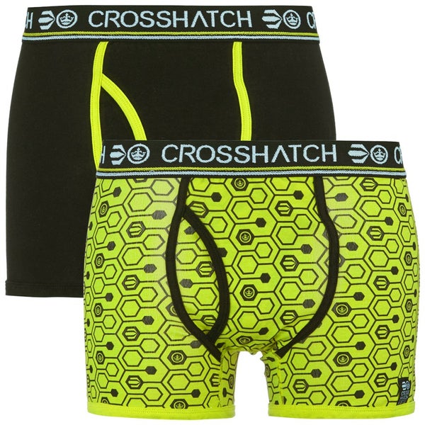 Crosshatch Men's Hexon 2 Pack Boxers - Lime Punch