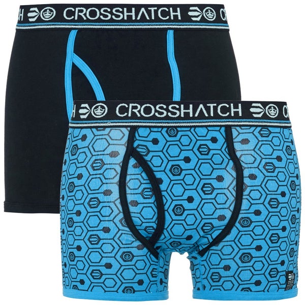 Crosshatch Men's Hexon 2 Pack Boxers - Malibu Blue