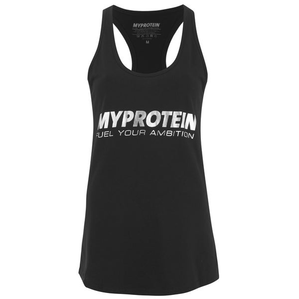 Myprotein Women's Stringer Vest - Black/Silver Logo