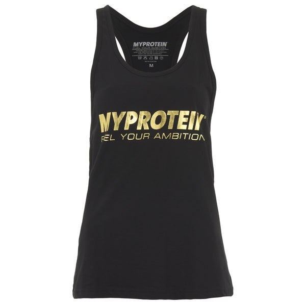 Myprotein Women's Stringer Vest - Black/Gold Logo