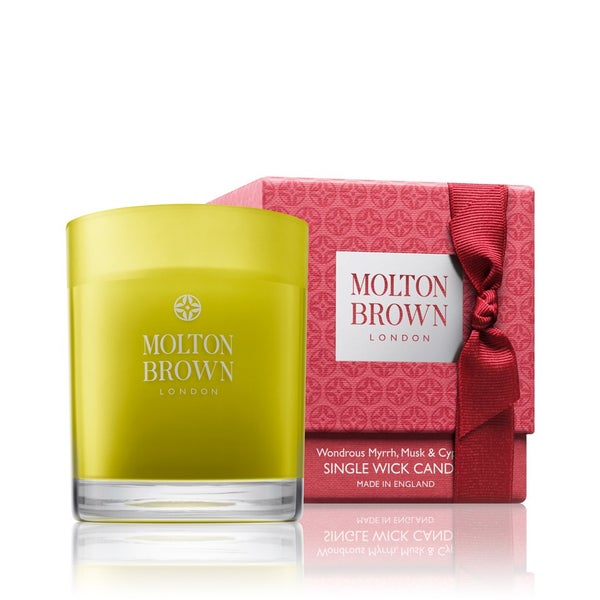 Molton Brown Wondrous Myrrh, Musk and Cypress Single Wick Candle Christmas Edition