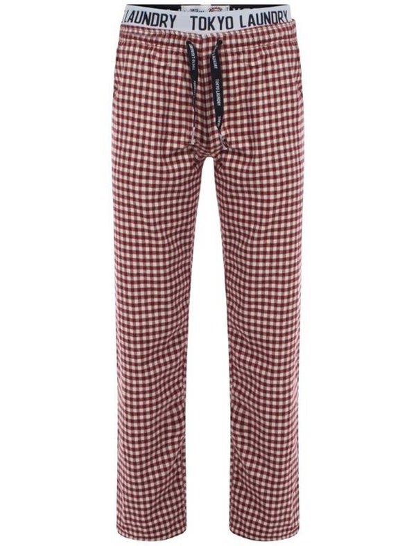 Tokyo Laundry Men's Johnston Small Check Flannel Loungepants - Oxblood