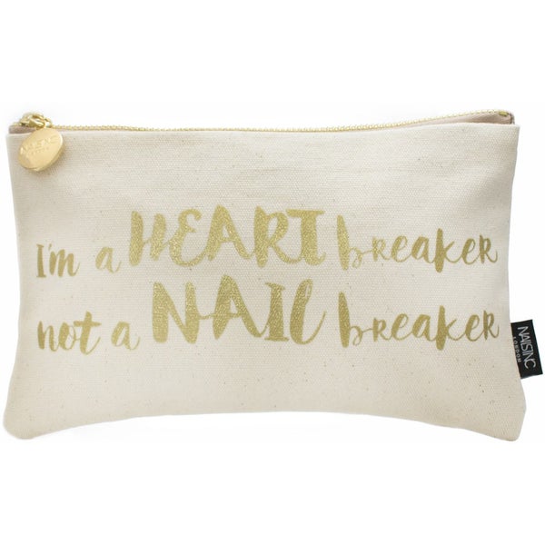 nails inc. Slogan 'I'm a Heart Breaker not a Nail Breaker' Canvas Cosmetic Bag - Pink