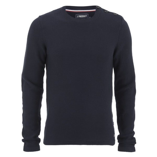 Produkt Men's HNN Buttoned Crew Neck Jumper - Black Navy