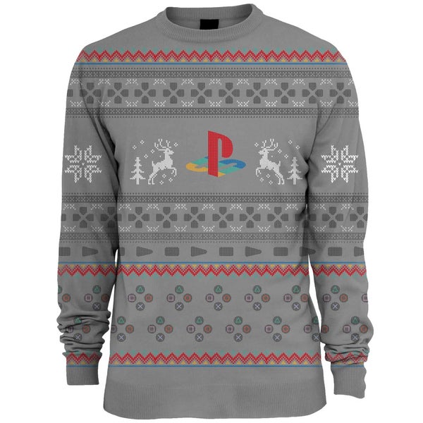 PlayStation Console Knitted Christmas Jumper - Grey