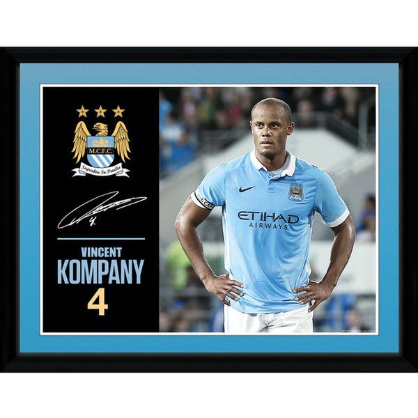 Manchester City Kompany 15/16 - 16 x 12 Inches Framed Photographic