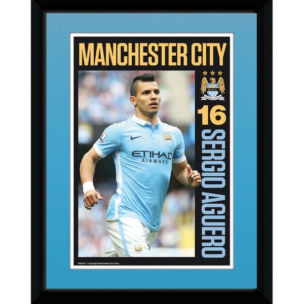 Manchester City Aguero 15/16 - 8 x 6 Inches Framed Photographic