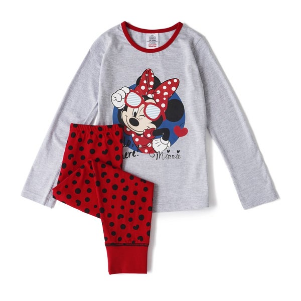 Disney Minnie Mouse Girls' Long Sleeve Pyjamas - Grey/Red