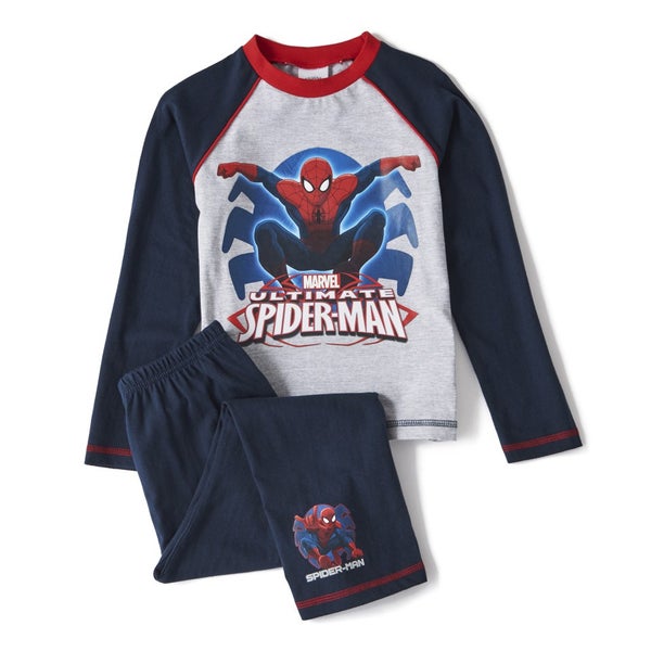 Marvel Spider-man Boys' Long Sleeve Pyjamas - Navy/Grey