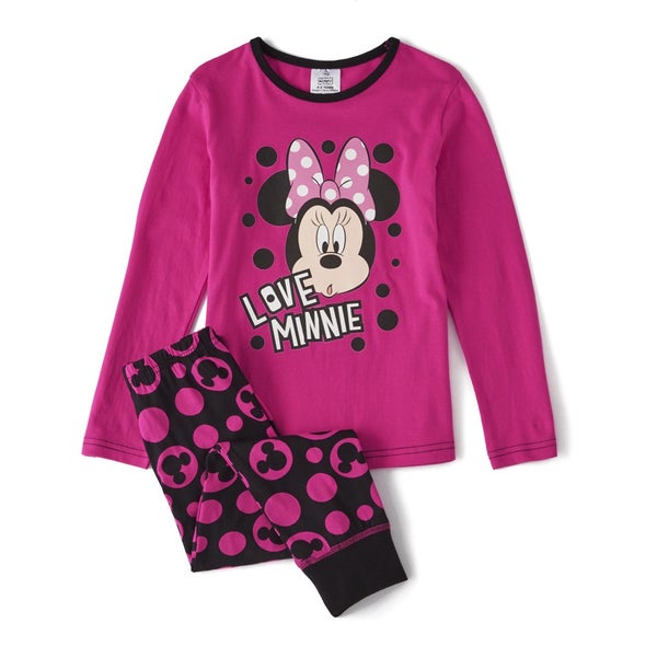 Disney Minnie Mouse Girls' Long Sleeve Pyjamas - Pink