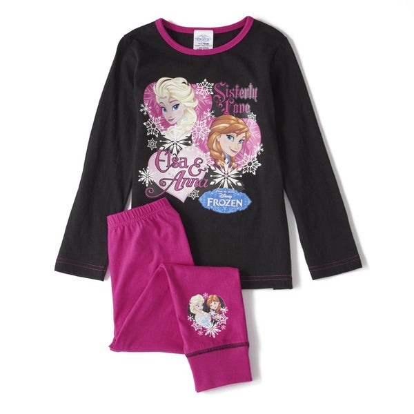 Disney Frozen Girls' Long Sleeve Pyjamas - Pink/Black