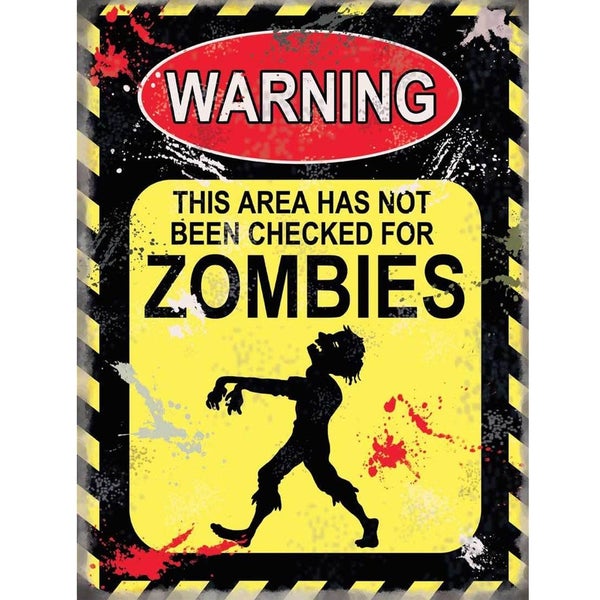 Warning Zombies Metal Sign Wall Plaque