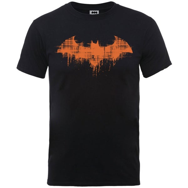 DC Comics Men's Batman Halloween Grid Logo T-Shirt - Black