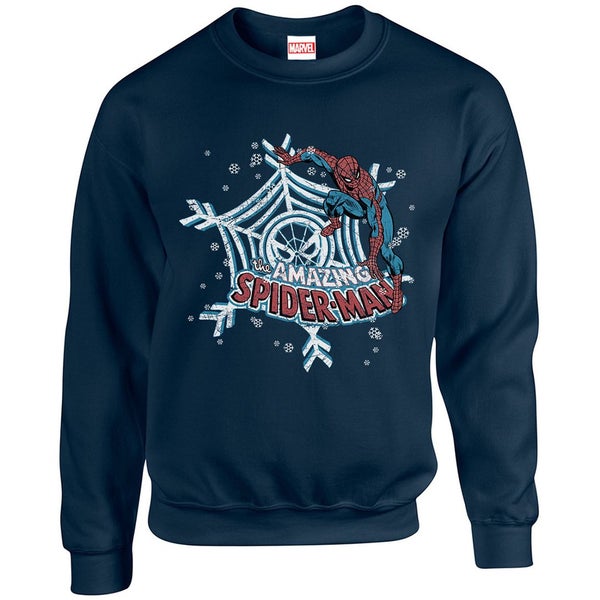 Marvel Kids' Comics Christmas Spider-Man Sweatshirt - Navy