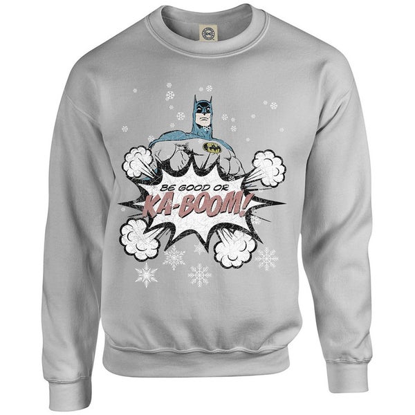 DC Originals Christmas Batman Be Good or Kaboom Kids Sweatshirt - Heather Grey