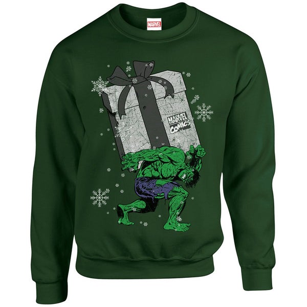 Marvel Comics Christmas Santa Hulk Sweatshirt - Forest Green