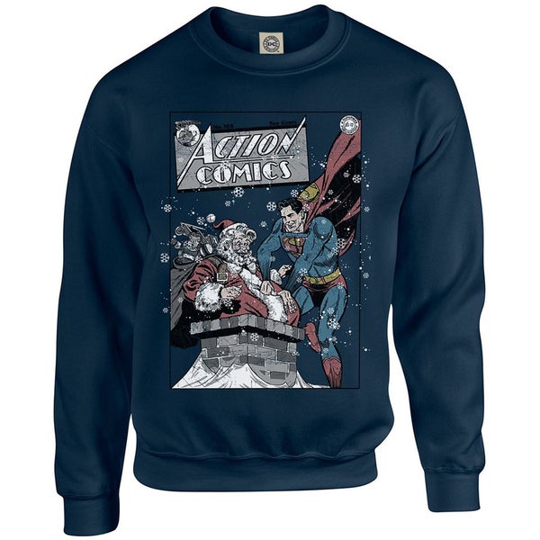 DC Originals Christmas Superman Cover Kids Sweatshirt - Navy