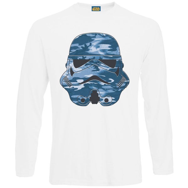 Star Wars Men's Command Stormtrooper Military Blue Long Sleeve T-shirt - White