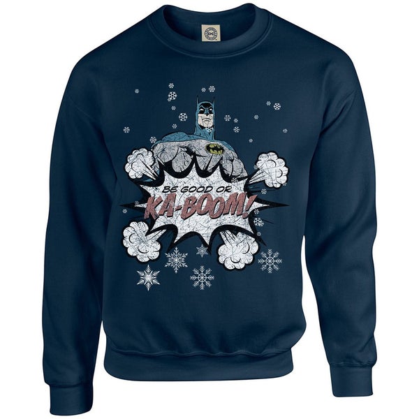 DC Originals Christmas Batman Be Good or Kaboom Kids Sweatshirt - Navy