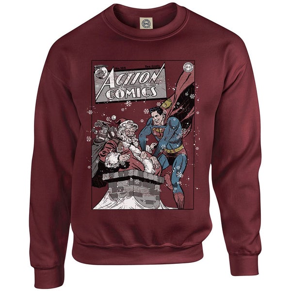 DC Originals Christmas Superman Cover Kids Sweatshirt - Maroon