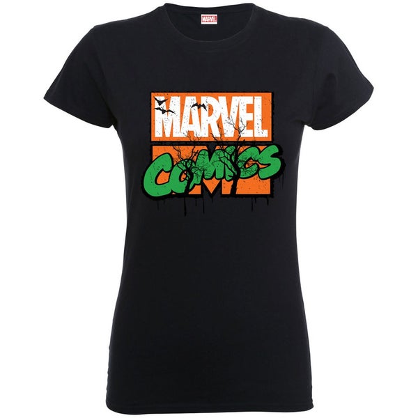 Marvel Women's Comics Halloween Logo Shirt - Black