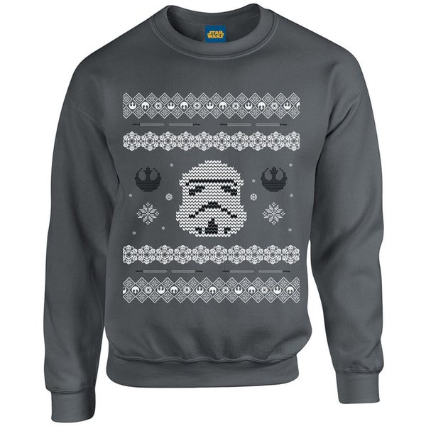 Star Wars Kids' Christmas Stormtrooper Yoda Sweatshirt - Charcoal