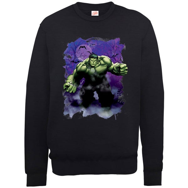 Marvel Avengers Assemble Halloween Spooky Forest Hulk Sweatshirt - Black
