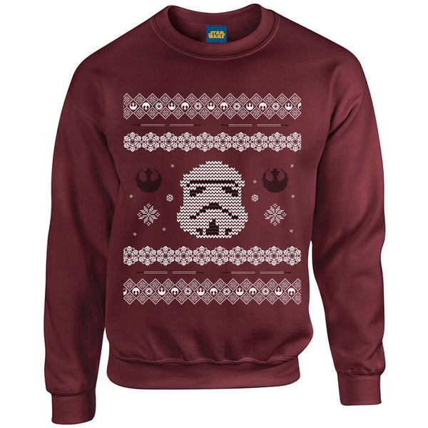 Star Wars Kids' Christmas Stormtrooper Yoda Sweatshirt - Maroon