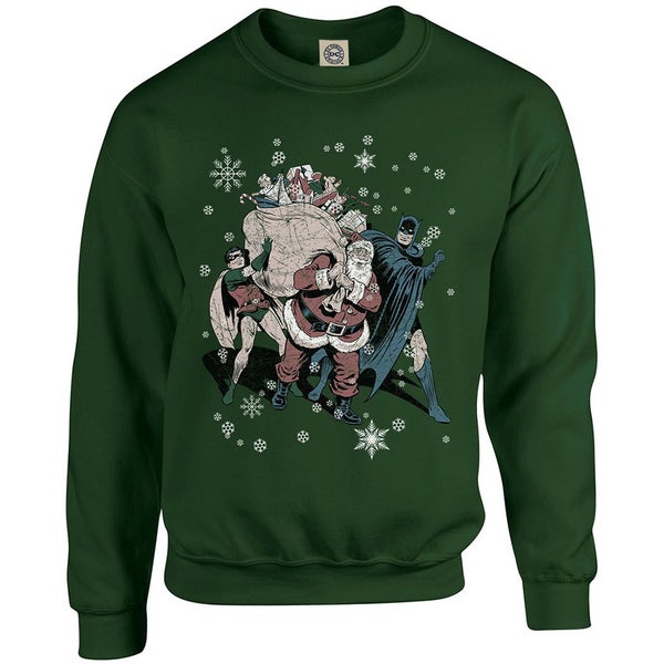 DC Originals Christmas Batman and Robin Santa Claus Kids Sweatshirt - Forest Green
