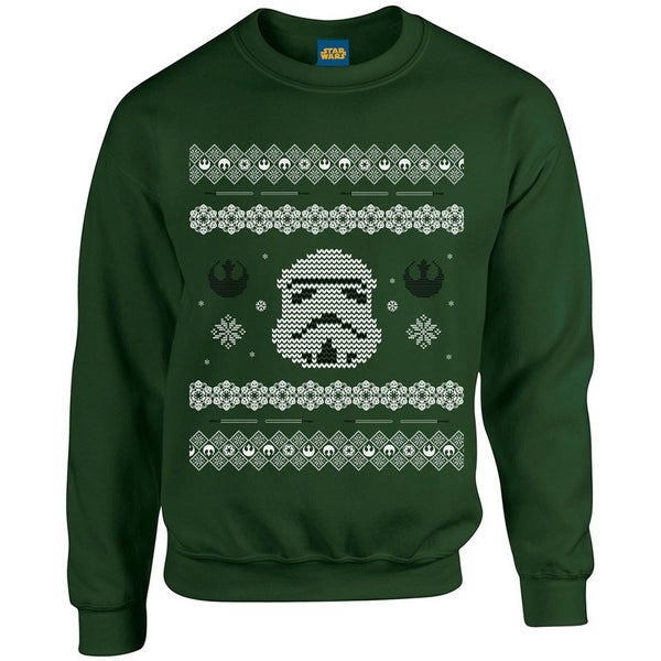Star Wars Kids' Christmas Stormtrooper Yoda Sweatshirt - Forest Green