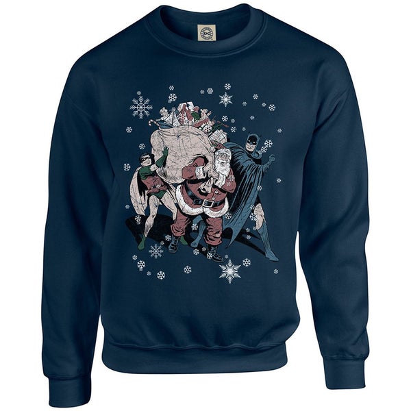 DC Originals Christmas Batman and Robin Santa Claus Kids Sweatshirt - Navy