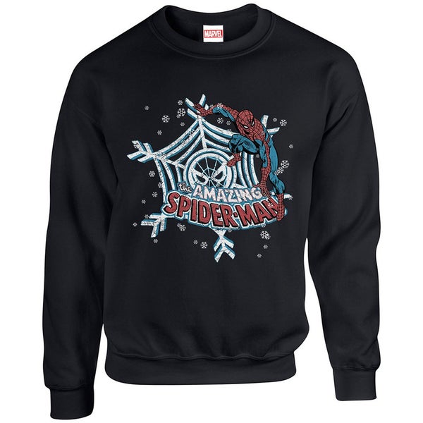 Marvel Kids' Comics Christmas Spider-Man Sweatshirt - Black