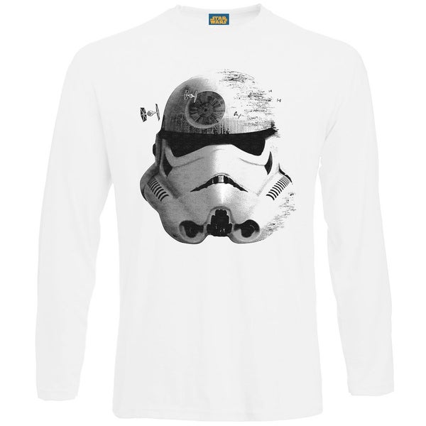 Star Wars Men's Command Stormtrooper Death Star Long Sleeve T-shirt - White