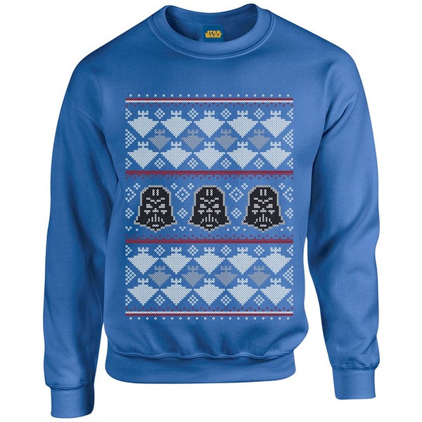 Star Wars Kids' Christmas Darth Vader Imperial Starship Sweatshirt - Royal Blue