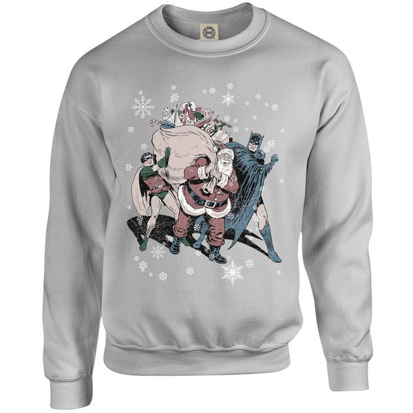 DC Originals Christmas Batman and Robin Santa Claus Sweatshirt - Heather Grey