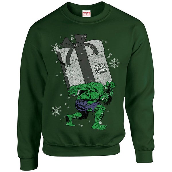 Marvel Kids' Comics Christmas Santa Hulk Sweatshirt - Forest Green
