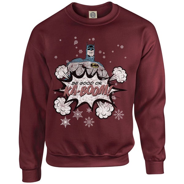 DC Originals Christmas Batman Be Good or Kaboom Kids Sweatshirt - Maroon