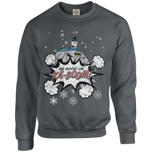 DC Originals Christmas Batman Be Good or Kaboom Kids Sweatshirt - Charcoal