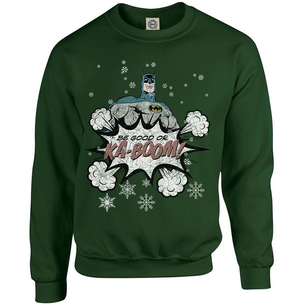 DC Originals Christmas Batman Be Good or Kaboom Kids Sweatshirt - Forest Green