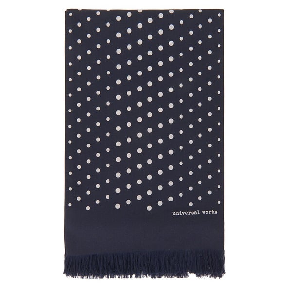 Universal Works Men's Short Dot Rayon Scarf - Navy