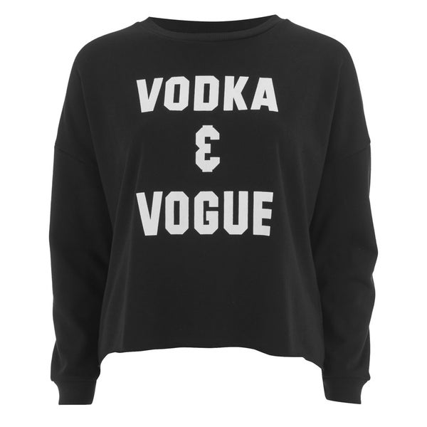 MINKPINK Women's "Vodka and Vogue" Placement Print Sweater - Black