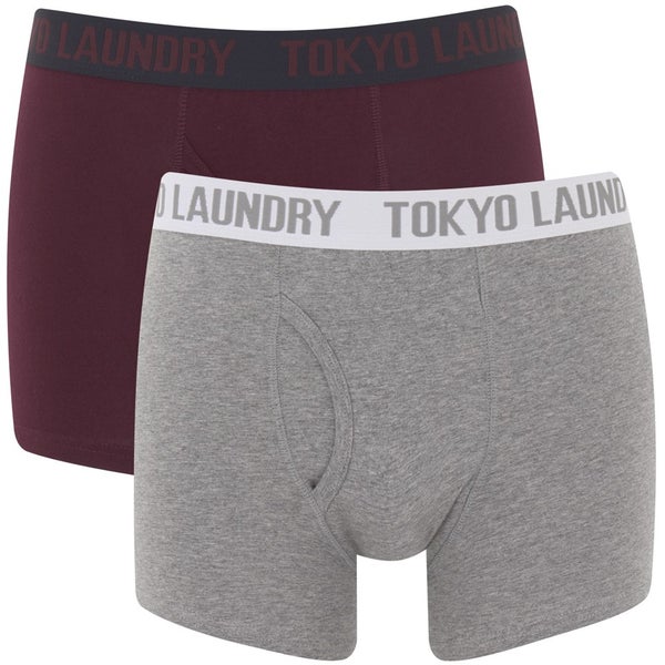 Tokyo Laundry Men's 2-Pack Kobe Boxers - Oxblood/Mid Grey Marl